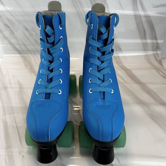 XUDREZ Dual Roller Skates Unisex Size 39 W 8.5 M 7 Blue with Green Wheels Tie Up - Picture 3 of 15